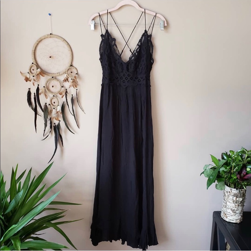HOST PICK🎉Free People Adella lace maxi blac dress - Picture 5 of 8